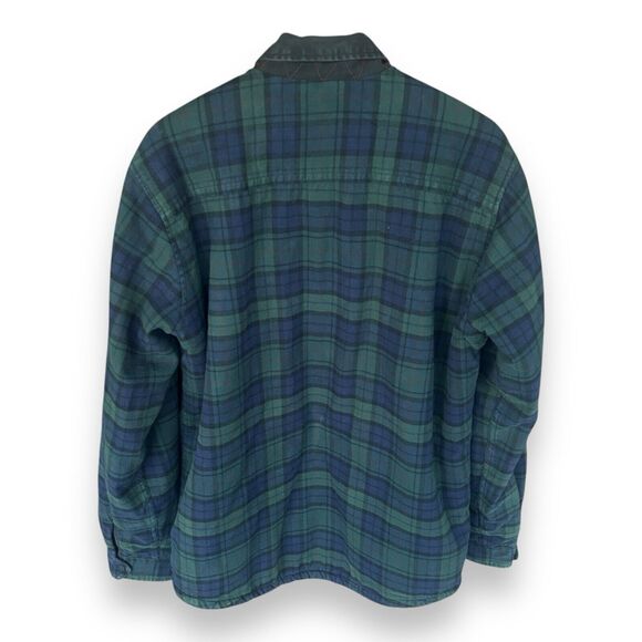 Eddie Bauer Work Jacket Coat  Shacket Green Blue Plaid Sherpa Size Tall Medium - Picture 4 of 14